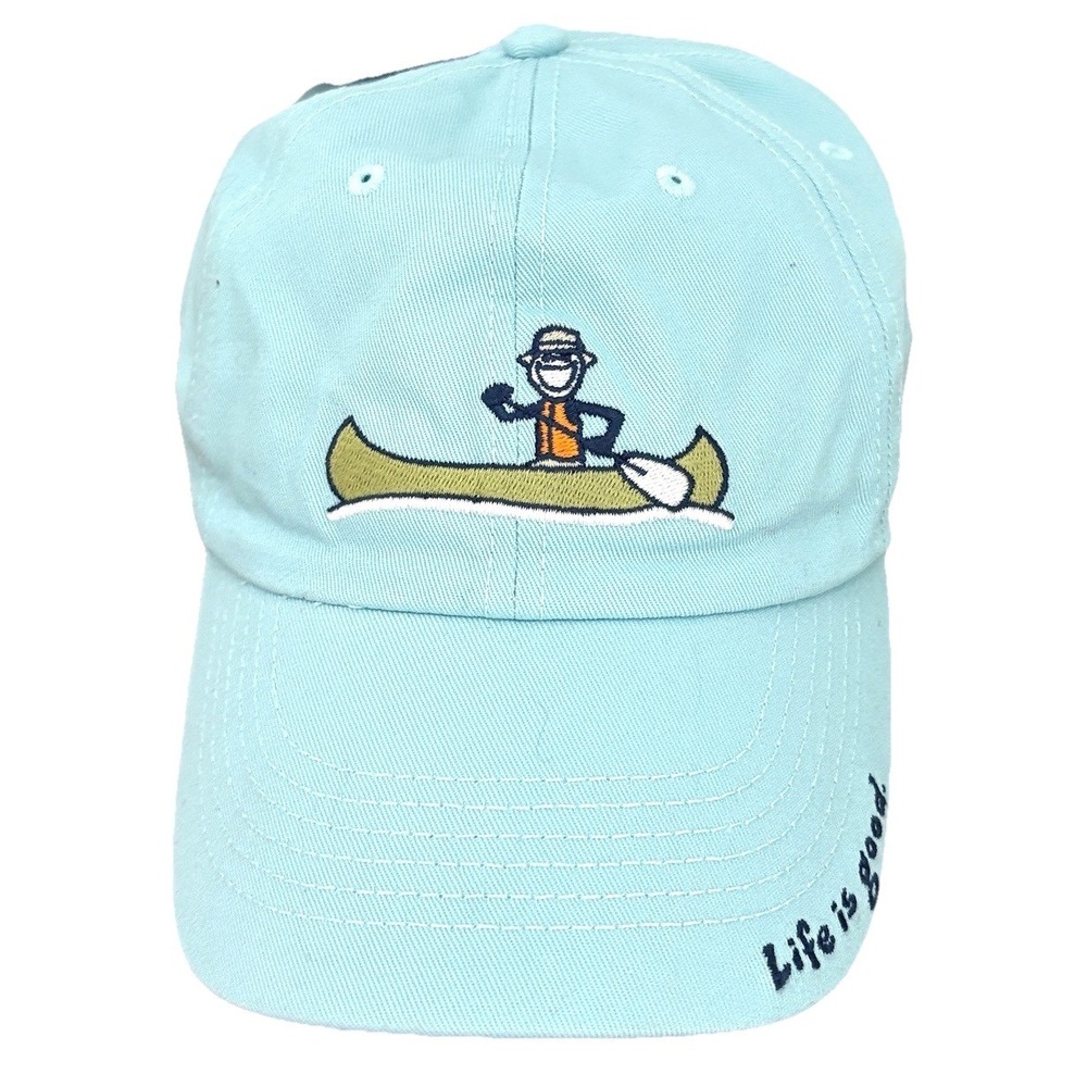 NWT Life is Good Hat Jake Kayak Canoe Fishing Chill Cap Blue Dad Hat Embroidered